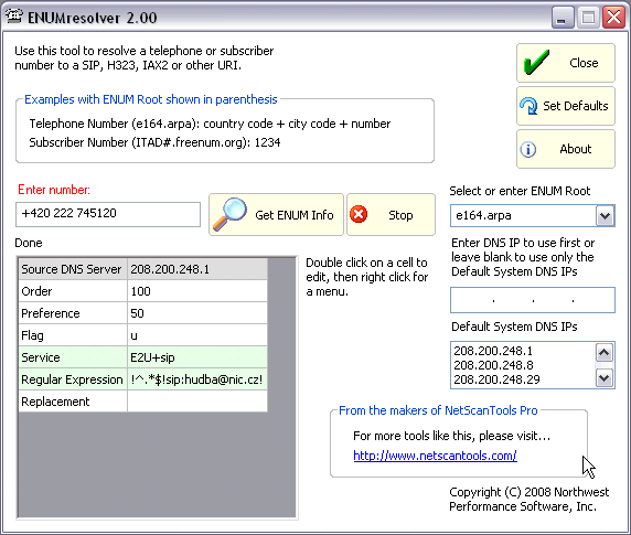 Screenshot for ENUMresolver 2.00