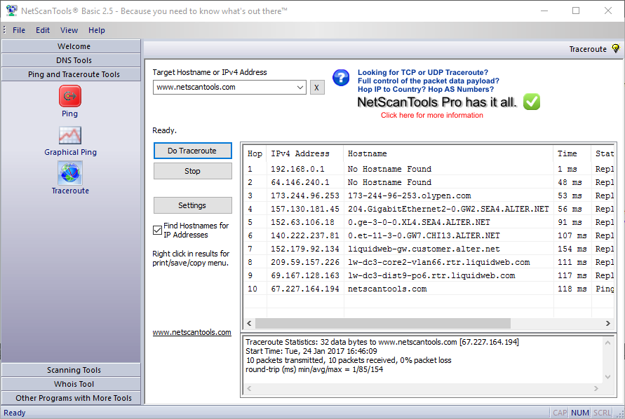NetScanTools Basic Edition Screenshot