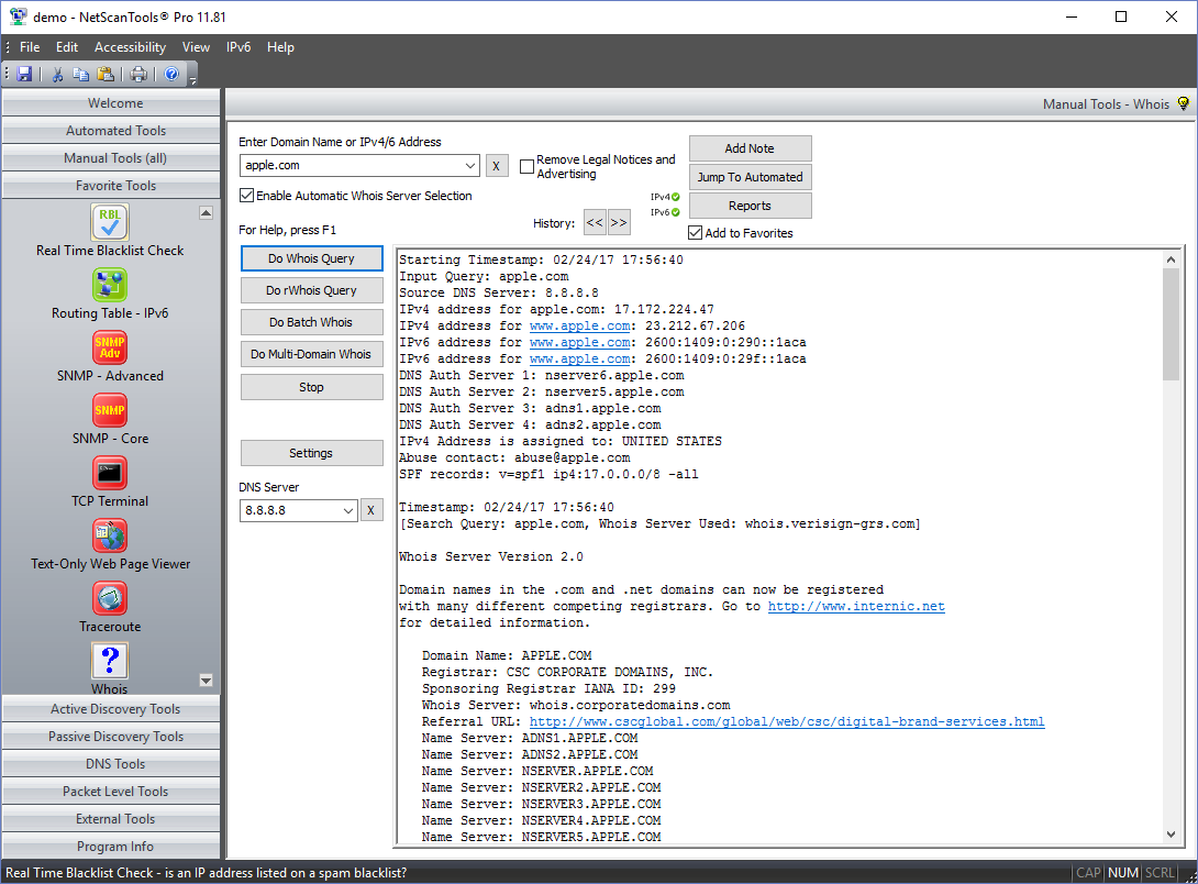 Whois Tool in NetScanTools Pro