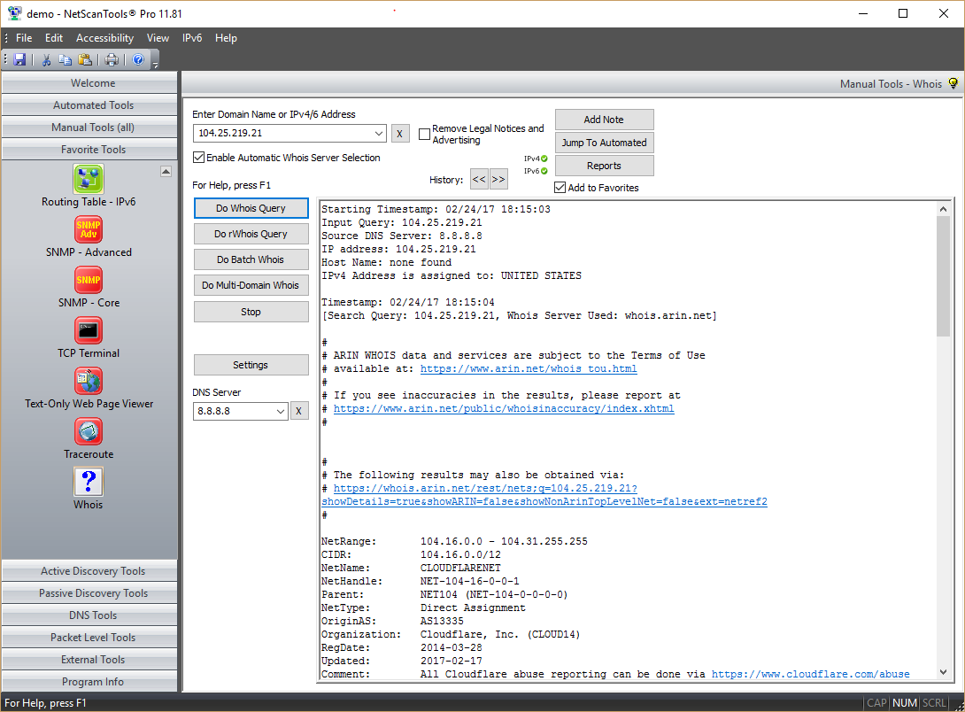 Whois Tool in NetScanTools Pro