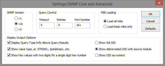 SNMP Core Settings